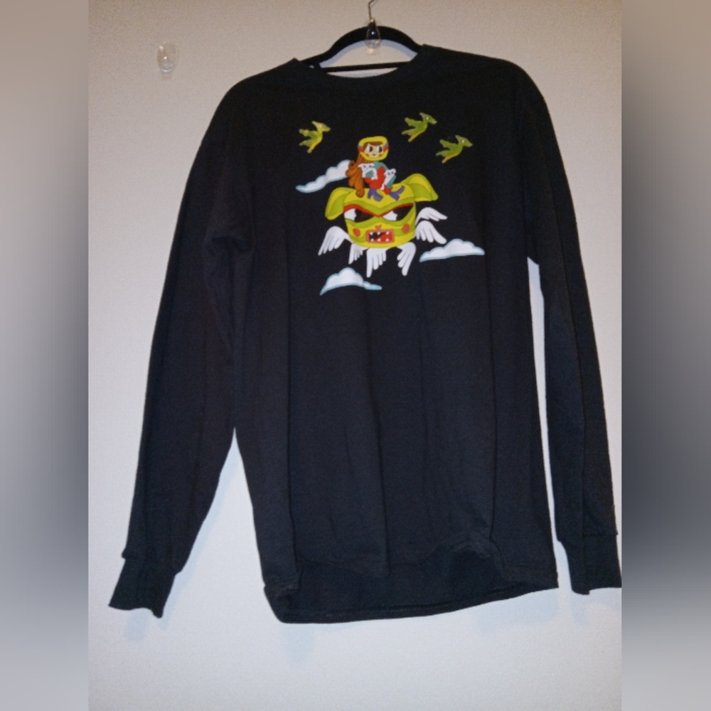 Black Graphic Long Sleeve. One Of Dactal Fly Vintage Design. Screen Printed. - Picture 2 of 3